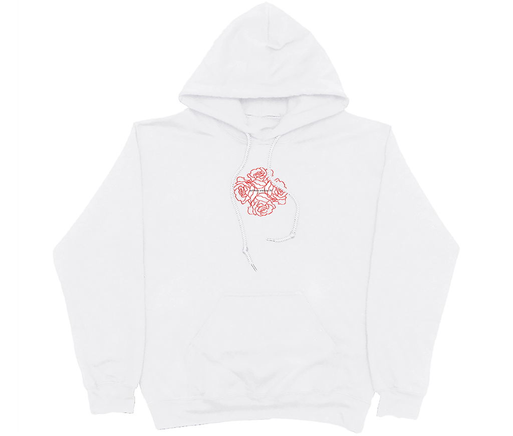 RED ROSES HOODIE WHITE