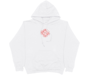 RED ROSES HOODIE WHITE