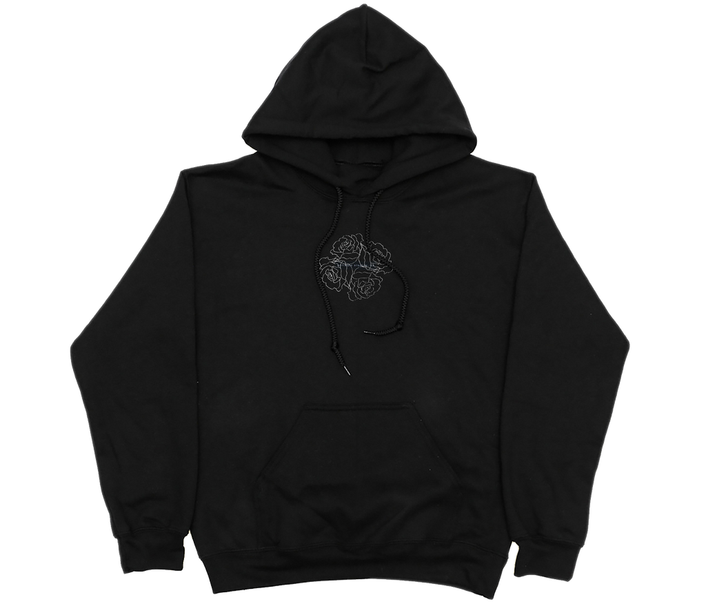 White Rose Hoodie Black